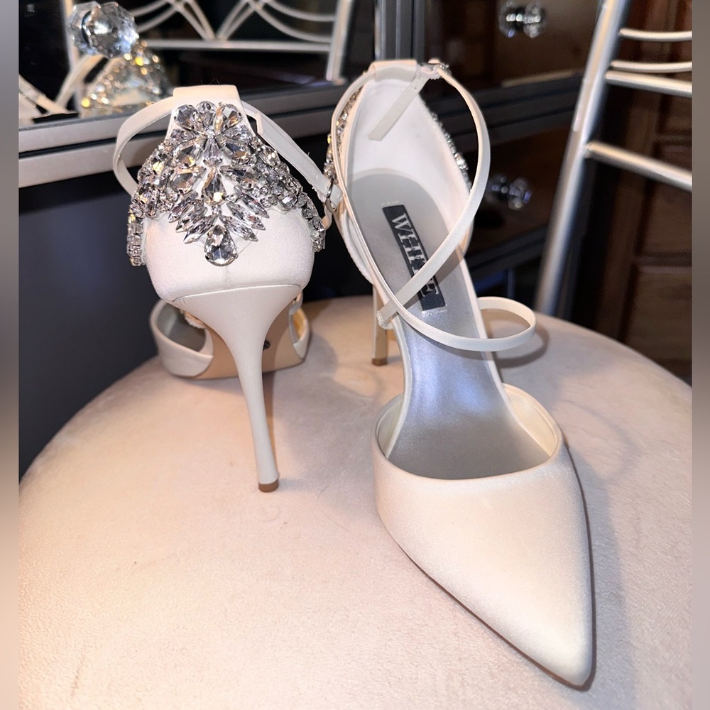 White Vera Wand Bridal Heels